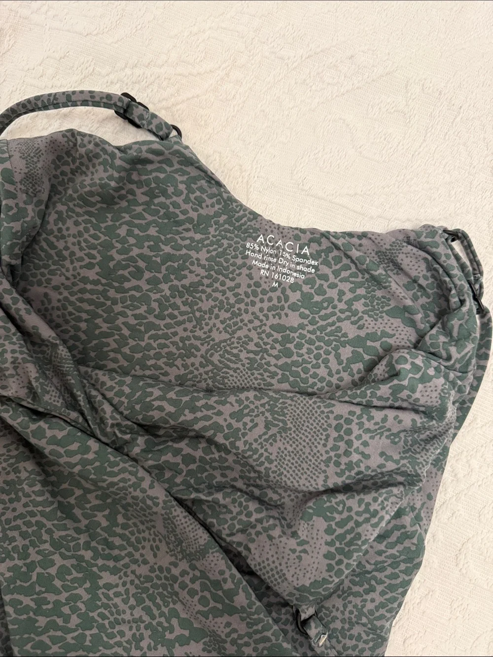 Acacia swimwear suit. Dark Green Snake-Print One-Piece Swimsuit